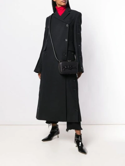 Shop Krizia Vintage Debossed Panther Crossbody Bag In Black