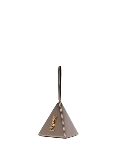 Shop Saint Laurent Monogram Pyramid Box Bag - Grey