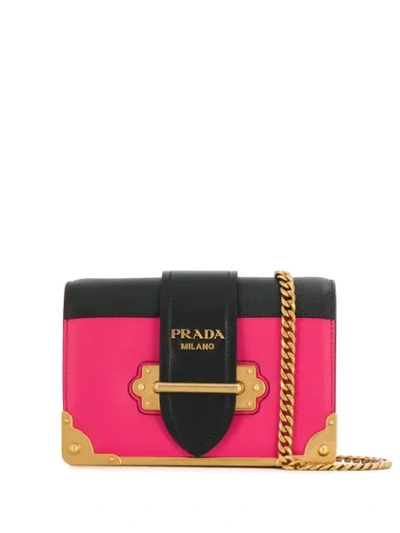 Shop Prada Cahier Crossbody Bag In Pink ,black