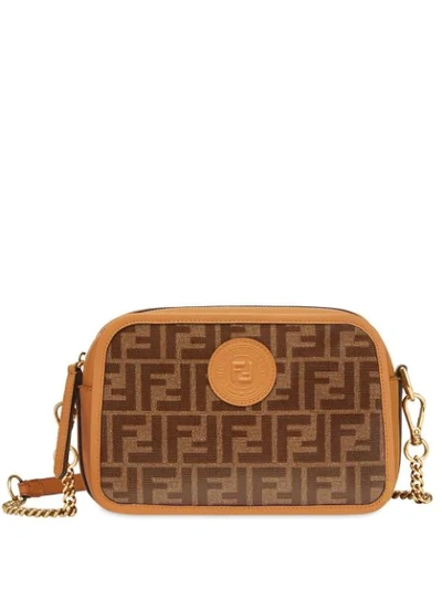 Shop Fendi Small Ff Logo Camera Bag In Brown