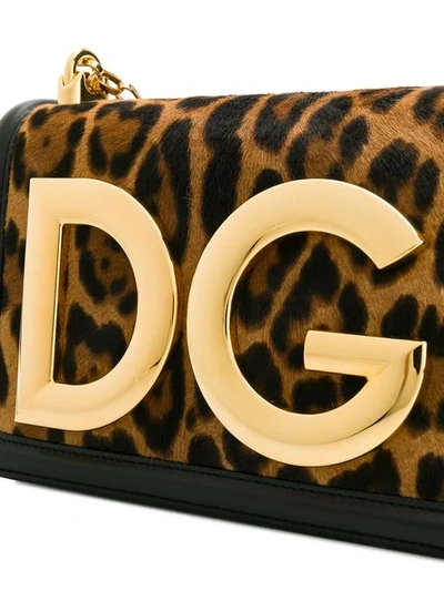 Shop Dolce & Gabbana Dg Leopard Print Shoulder Bag In Brown
