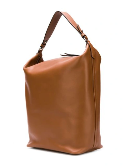 Shop Prada Logo Tote Bag - Brown