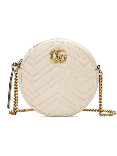 Shop Gucci White Marmont Quilted Leather Circle Cross Body Bag
