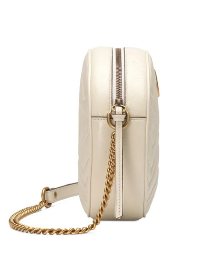 Shop Gucci White Marmont Quilted Leather Circle Cross Body Bag