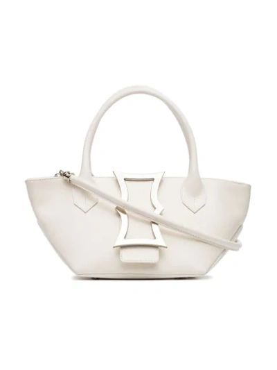 Shop Dorateymur White Mini Lament Leather Tote Bag