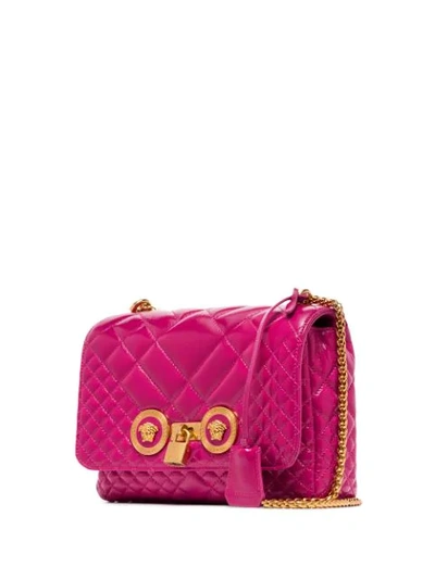 Shop Versace Quilted Medusa Shoulder Bag In Pink