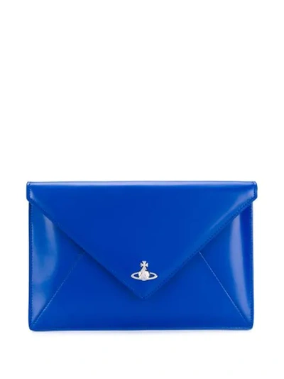 Shop Vivienne Westwood Orb Clutch In Blue