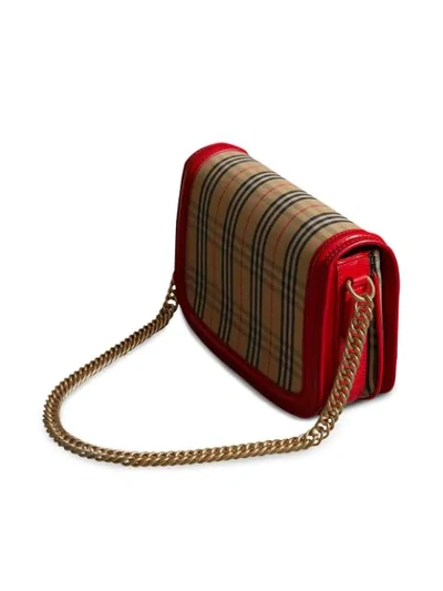 Shop Burberry Beige And Black Link Detail Shoulder Bag - Red