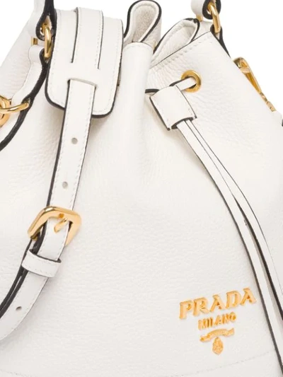 Shop Prada Daino Bucket Bag In White