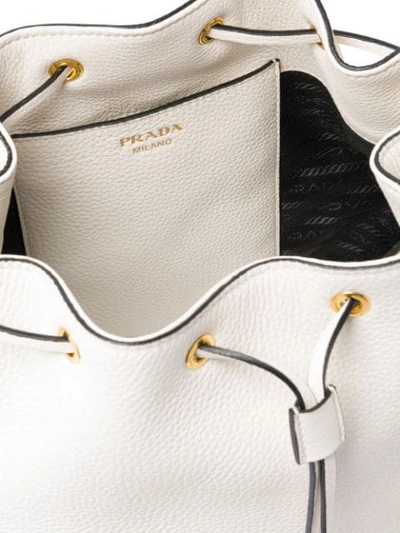 Shop Prada Daino Bucket Bag In White