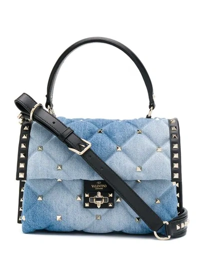 Shop Valentino Garavani Candystud Denim Mini Bag - Blue