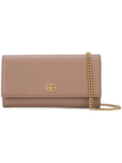 Shop Gucci Marmont Continental Chain Wallet In Brown