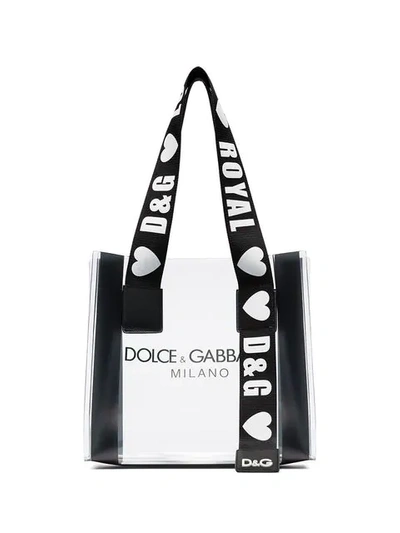 Shop Dolce & Gabbana Black Logo-print Pvc Tote Bag In Neutrals