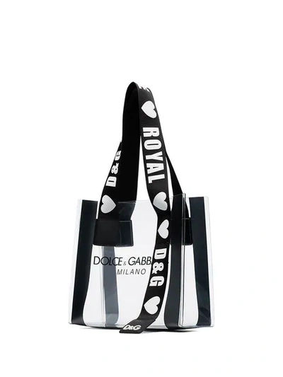 Shop Dolce & Gabbana Black Logo-print Pvc Tote Bag In Neutrals