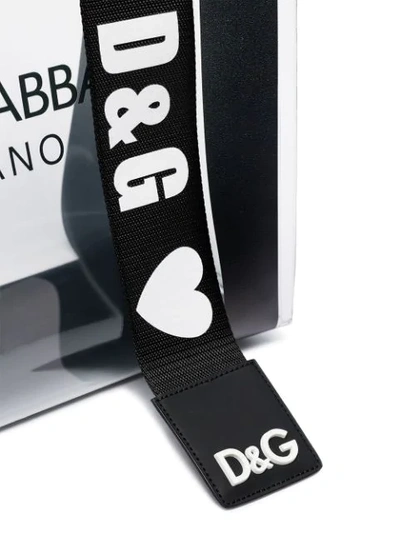 Shop Dolce & Gabbana Black Logo-print Pvc Tote Bag In Neutrals
