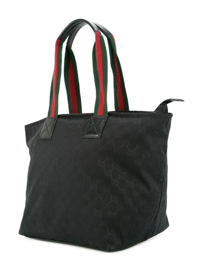 Pre-owned Gucci Shelly Line Tote Bag In Black