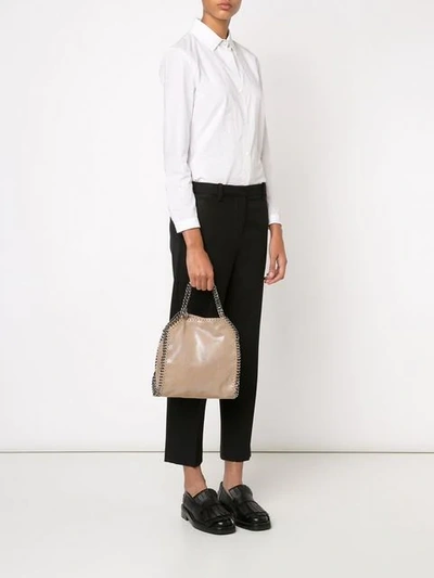 Stella Mccartney Mini Falabella Shaggy Deer Tote Bag In Neutrals