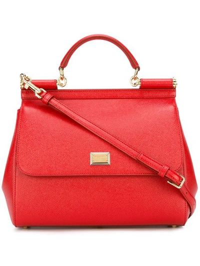 Shop Dolce & Gabbana Large Sicily Shoulder Bag In Red