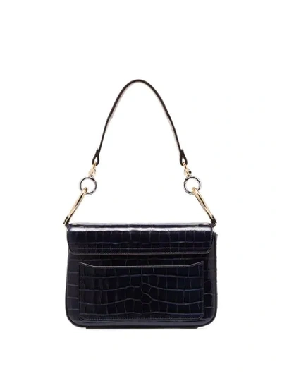 Shop Chloé C Crocodile-effect Double Carry Shoulder Bag In Blue