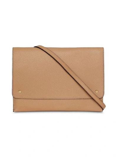 Shop Burberry Leather Pouch With Detachable Strap In Neutrals