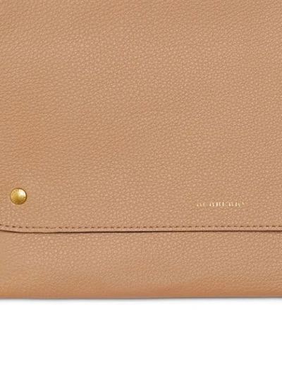 Shop Burberry Leather Pouch With Detachable Strap In Neutrals