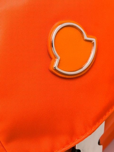 Shop Moncler Logo Backpack In 326 Orange