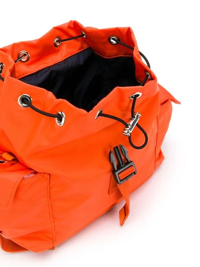 Shop Moncler Logo Backpack In 326 Orange