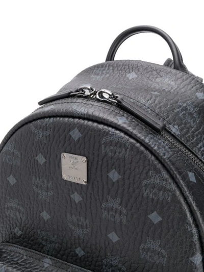 Mcm Logo Print Studded Backpack - Black