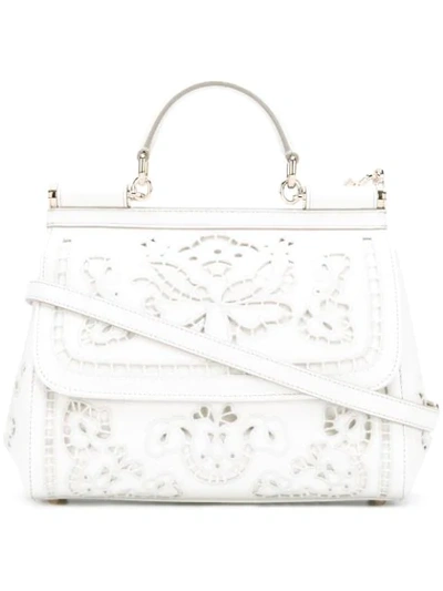 Shop Dolce & Gabbana Medium Sicily Shoulder Bag In White