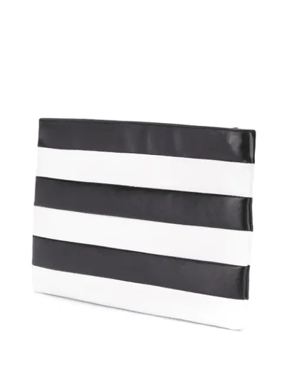 Shop Balmain Stripe Clutch Bag - White