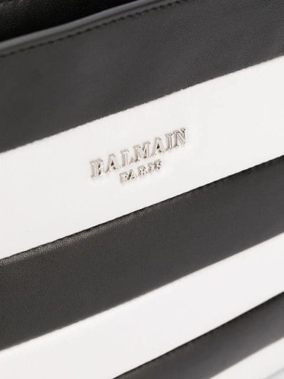 Shop Balmain Stripe Clutch Bag - White