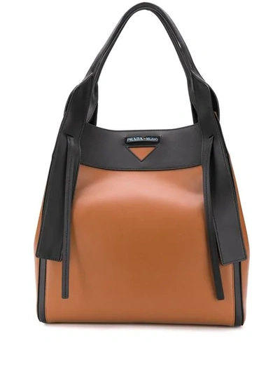 Shop Prada Overture Hobo Bag In F0r6p Cognac+nero