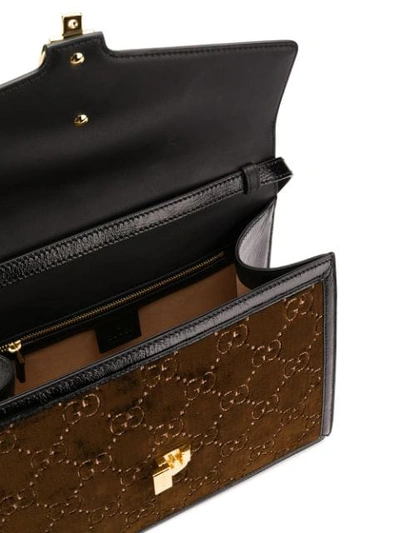 Shop Gucci Sylvie Gg Velvet Tote Bag In Brown