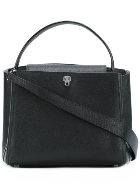 Valextra Flap Closure Tote Bag - Black | ModeSens