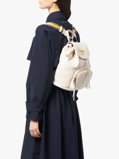 Shop Prada Classic Flap Backpack - White