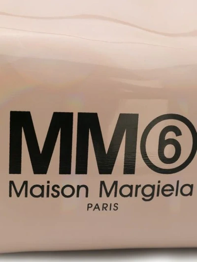 Shop Mm6 Maison Margiela Circle Handle Clutch In Neutrals