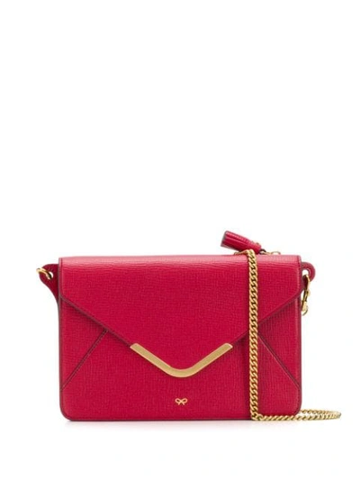 Shop Anya Hindmarch Postbox Wallet On Chain In Red