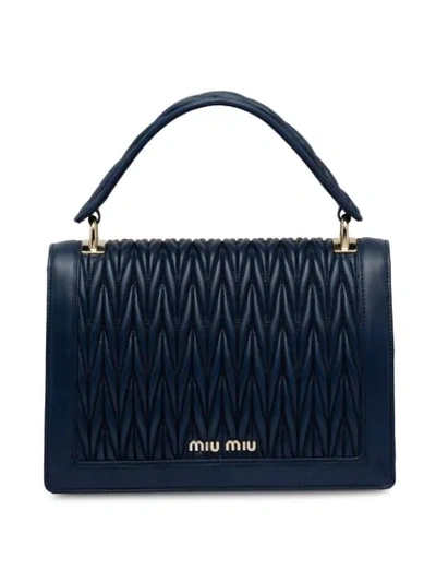 Shop Miu Miu Confidential Matelassé Leather Bag In Blue