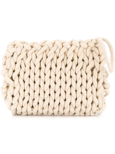 Shop Alienina Braided Clutch Bag In White