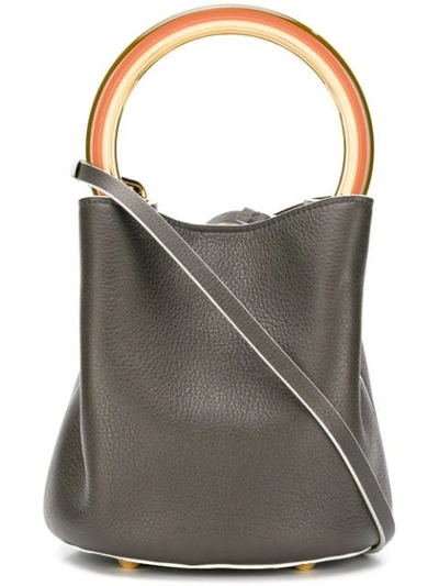 Shop Marni Pannier Round Top Handle Tote In Green