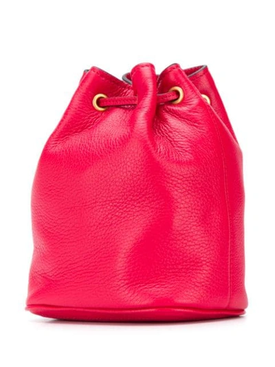 Shop Moschino Logo Bucket Bag In Red