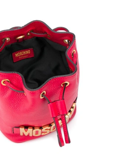 Shop Moschino Logo Bucket Bag In Red