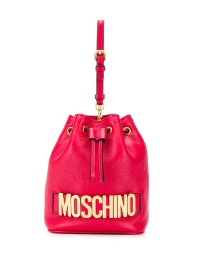 Shop Moschino Logo Bucket Bag In Red