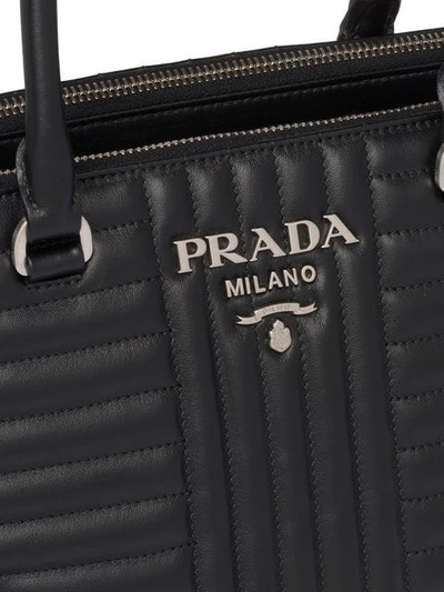 Shop Prada Diagramme Leather Handbag In Black