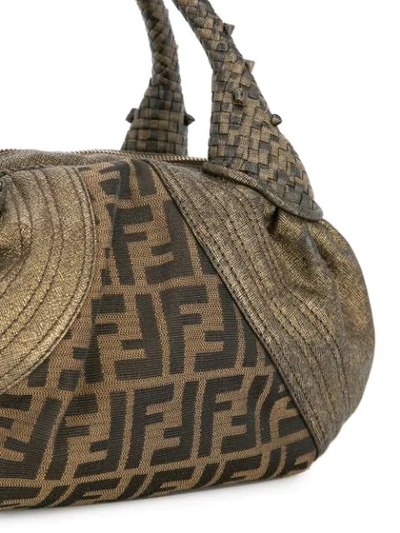 Shop Fendi Zucca Mini Spy Bag Hand Bag In Metallic