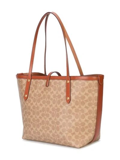 Shop Coach Signature Canvas Market Tote In Brown