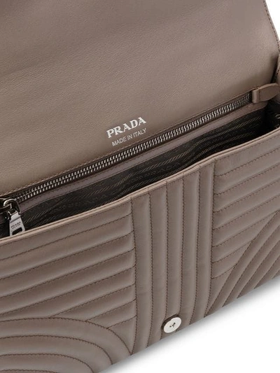Shop Prada Diagramme Leather Shoulder Bag In Grey