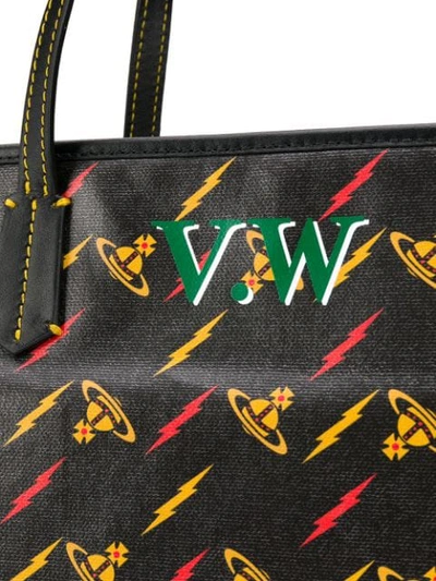 Shop Vivienne Westwood Lightning Bolt Tote Bag In Black