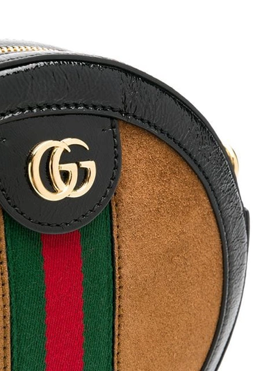 Shop Gucci Ophidia Mini Round Shoulder Bag In Brown