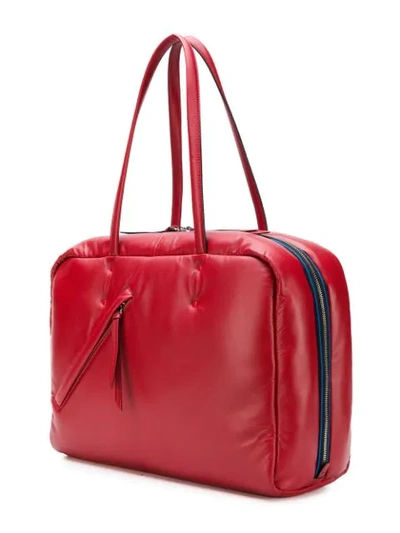 Shop Prada Padded Leather Tote Bag - Red